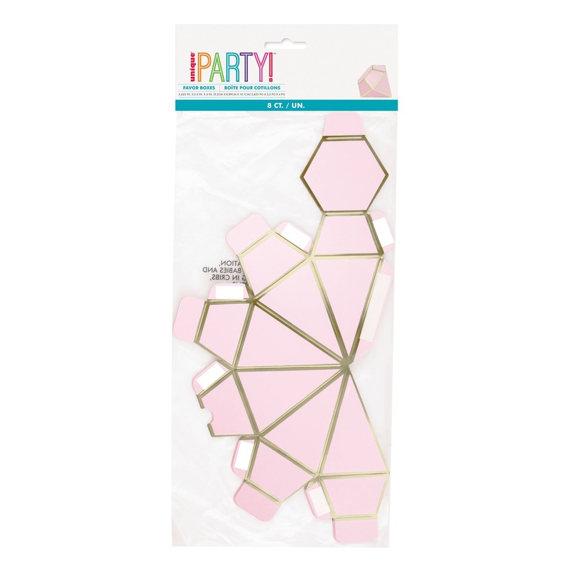 Pink Blooms Bridal Diamond Shaped Favour Boxes, 8 Count