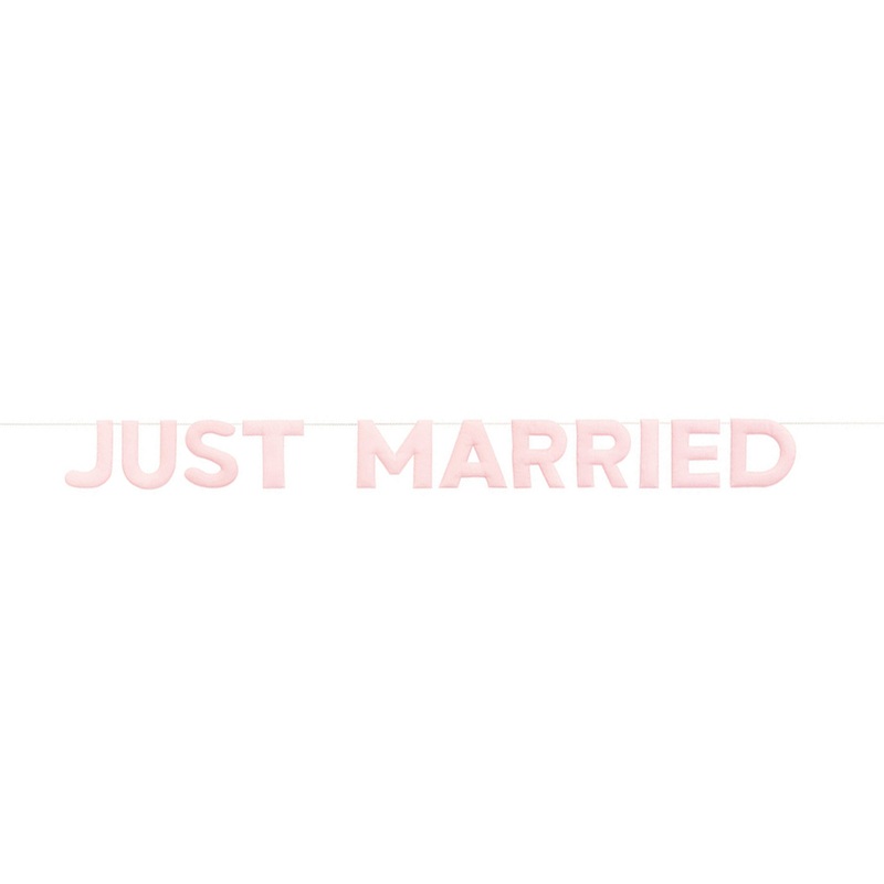 Pink "Just Married" Fabric Banner, 84 Inches, 1 Count