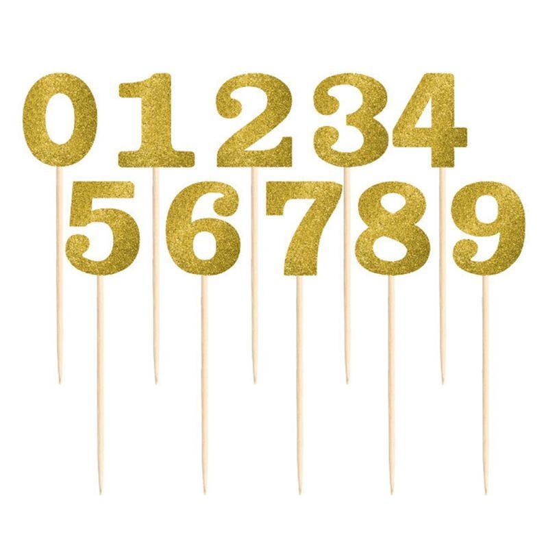 Table Number Picks 1-12 - Gold Glitter