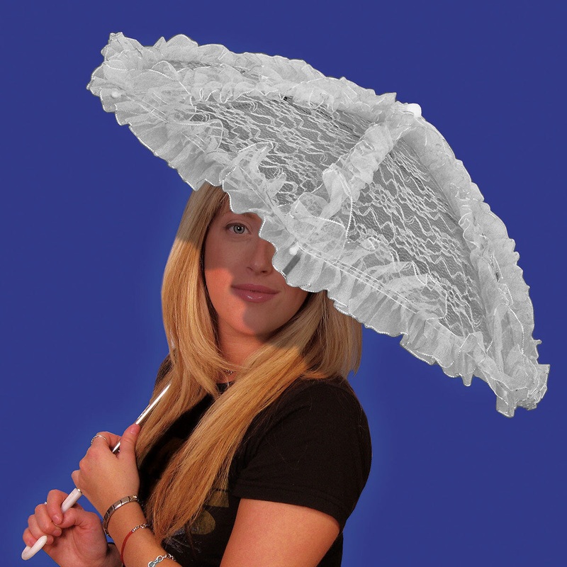 White Lace Parasol 24 inch, 1 count