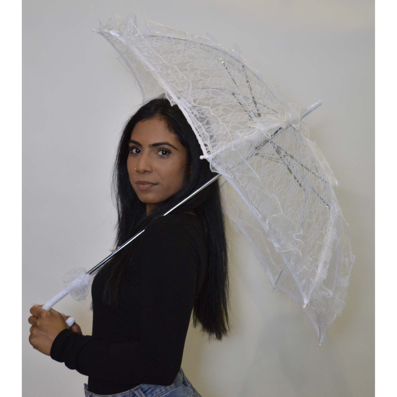 White Lace Parasol 37 inch, 1 count