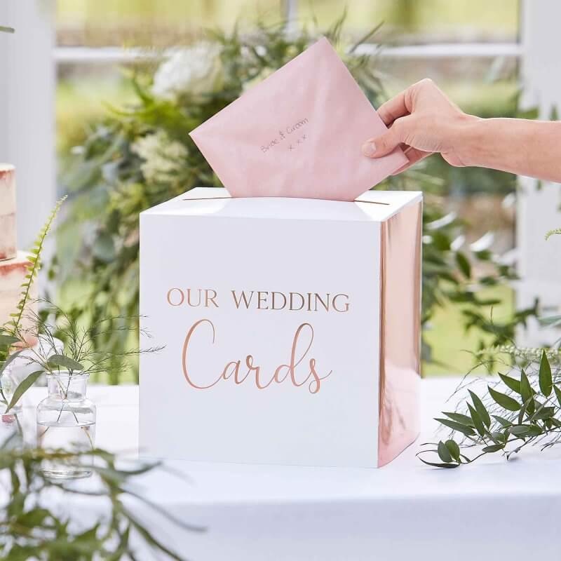Botanical Rose Gold Wedding Card Box