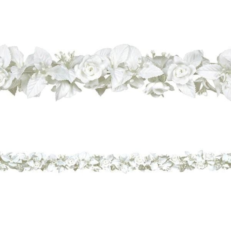Garland White Rose and Leaf