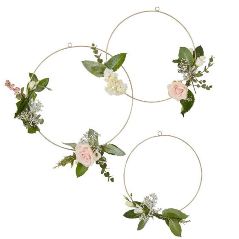 GOLD WEDDING 3 HOOPS ONLY  (Flowers not included)