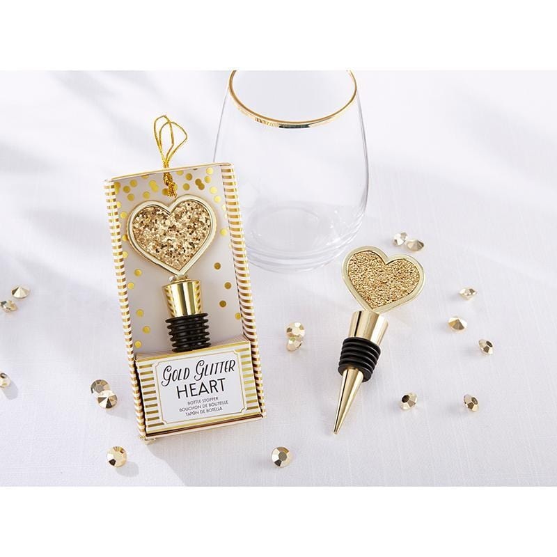 Heart Glitter Bottle Stopper - Gold
