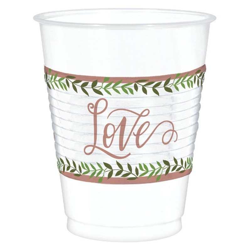 Love & Leaves - Plastic Cups 25/pkg