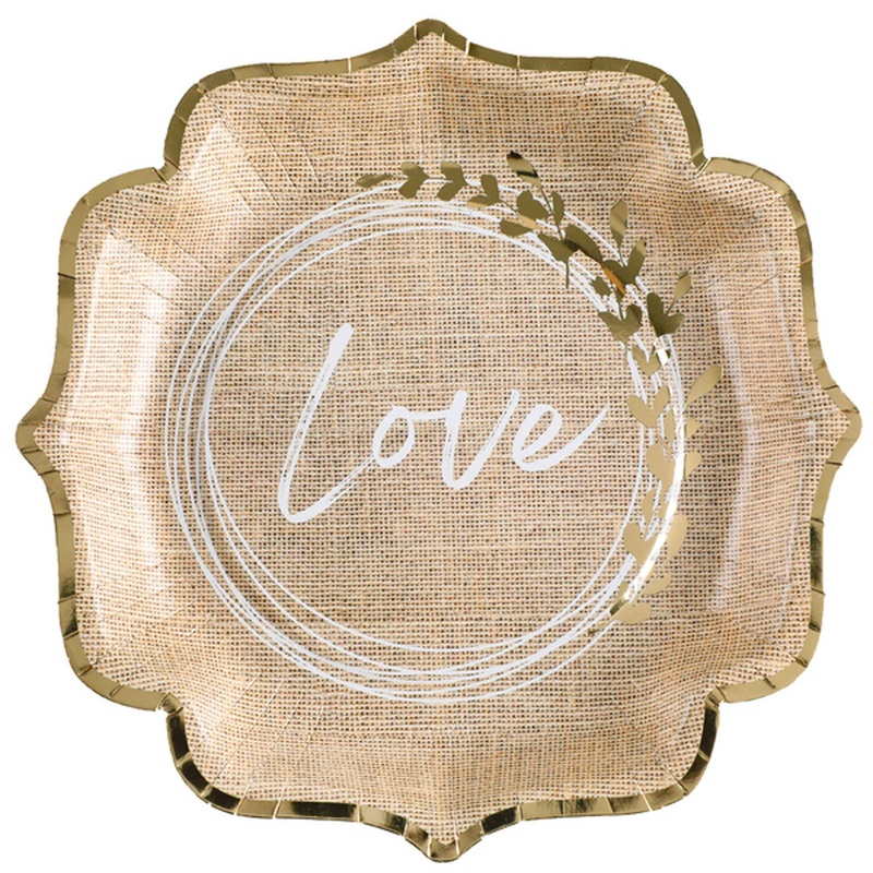 Natural Wedding Large Lunch Paper Plates, 9 Inches, 10 Count
