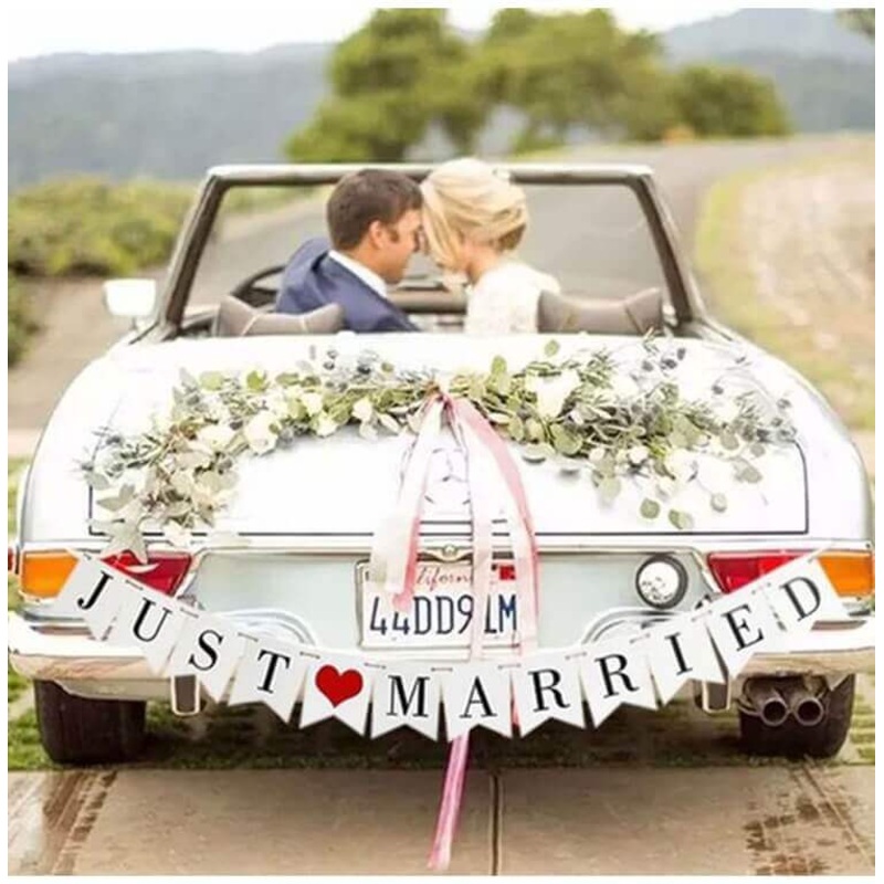 Paperboard Rustic JUST MARRIED Wedding Banner