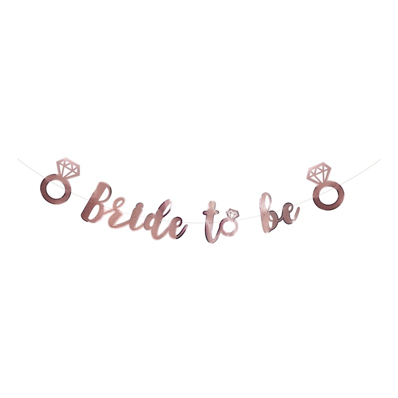 Rose Gold Bride to Be Diamond Letter Banner, 94 Inches, 1 Count