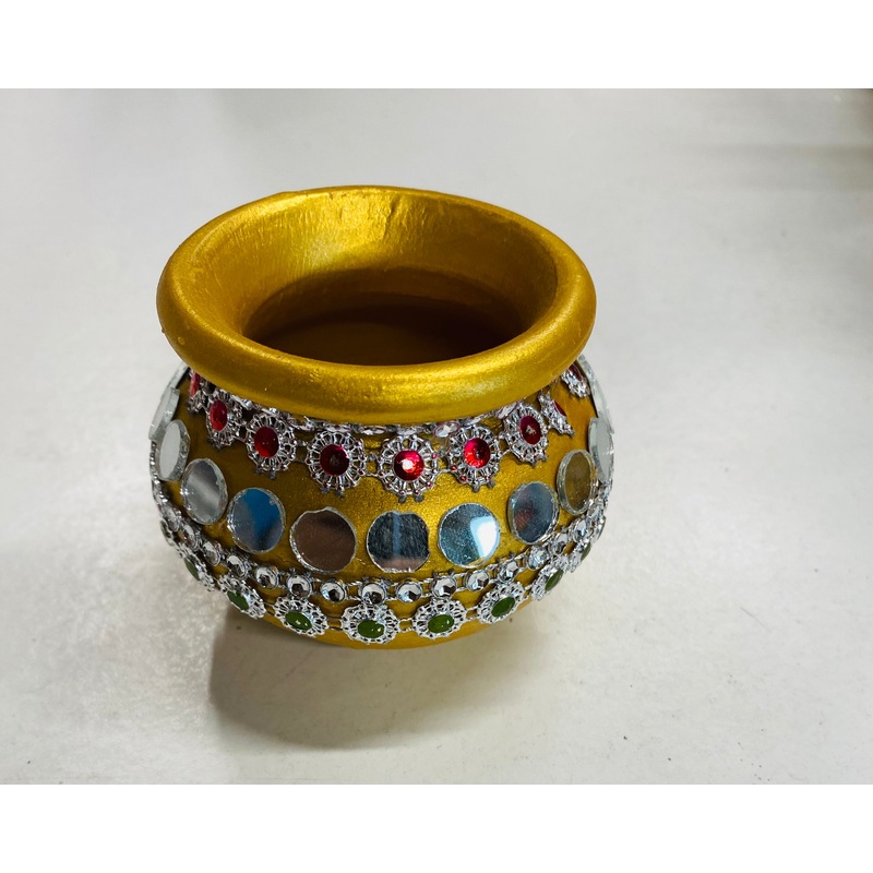 Wedding Decoration Clay Bowl/Matka Small with hand work 7cm 1pc