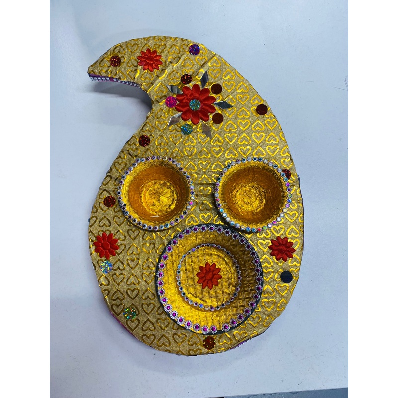 Wedding Decoration Handmade Thali Leaf Shape 32cm 3 section 1pc