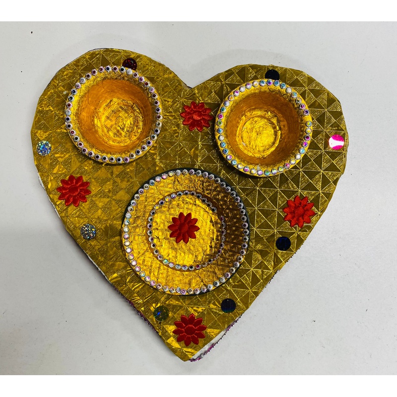 Wedding Decoration Thali Heart Shape 32cm 3 section 1pc
