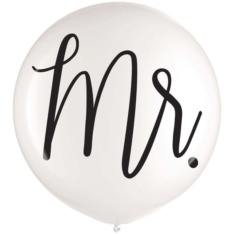 Wedding Mr. White Latex Balloon, 24 Inches, 1 Count
