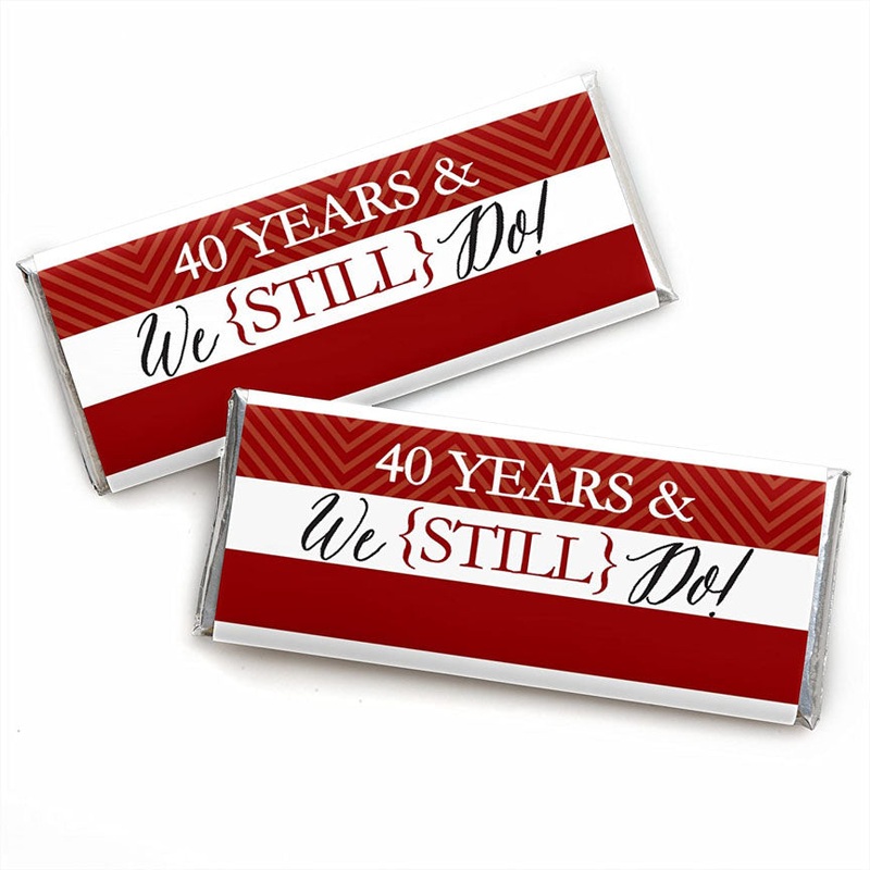 40th Wedding Anniversary Party Candy Bar Wrapper - Set of 24