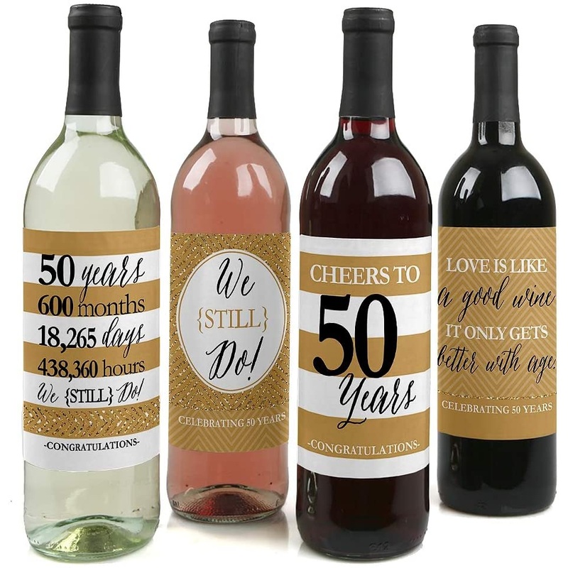 50th Wedding Anniversary Wine Labels - Set of 4