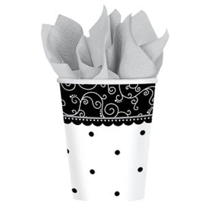 Black & White Wedding Cups 9oz