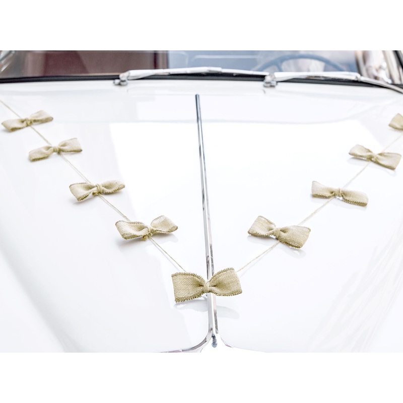 Burlap Bow Wedding Car Decoration Kit