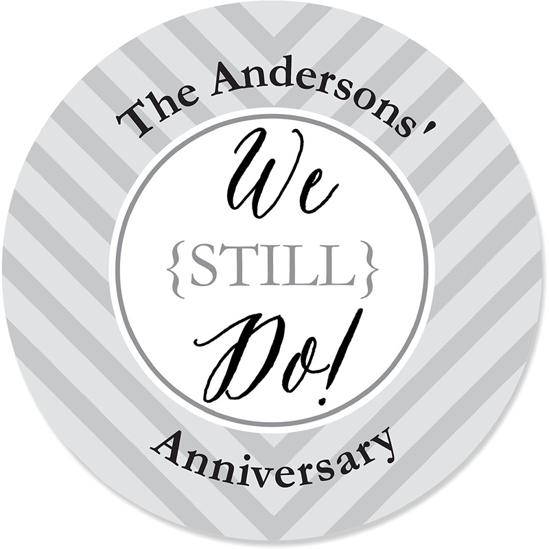 Custom We Still Do - Wedding Anniversary - Personalized Anniversary Party Circle Sticker Labels - 24 Count
