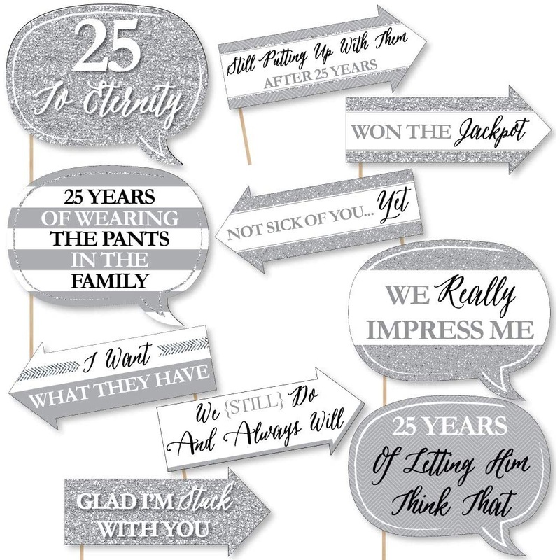 Funny We Still Do - 25th Wedding Anniversary - Anniversary Party Photo Booth Props Kit - 10 Piece