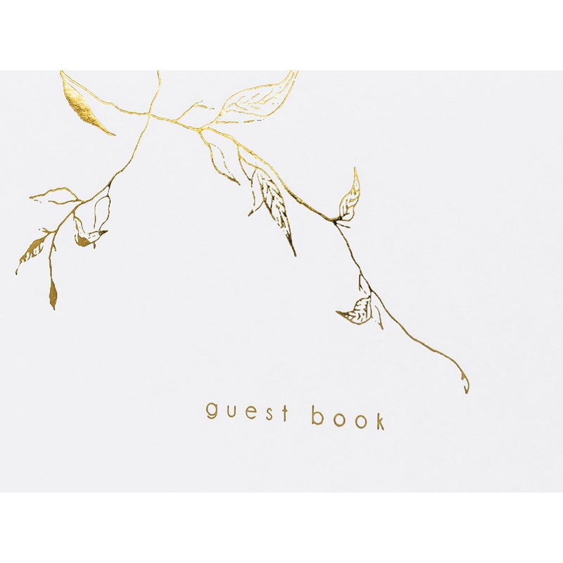 Gold Leaf Design Wedding Guest Book