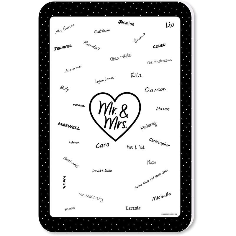 Mr. and Mrs. - Guest Book Sign - Black and White Wedding or Bridal Shower Guestbook Alternative - Signature Mat