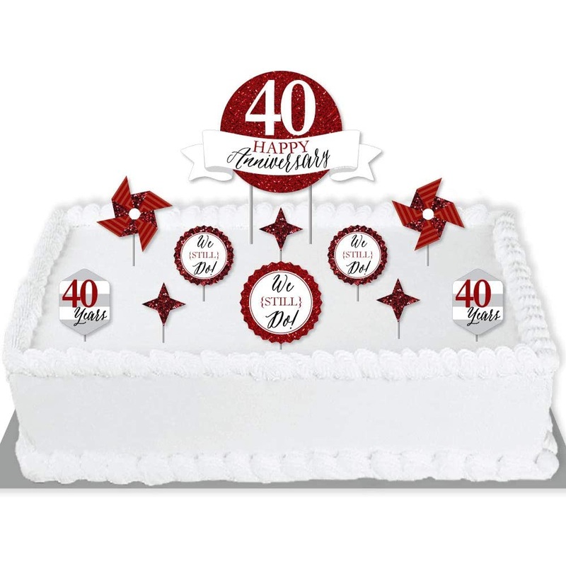 We Still Do - 40th Wedding Anniversary - Anniversary Party Cake Decorating Kit - Happy Anniversary Cake Topper Set - 11 Pieces