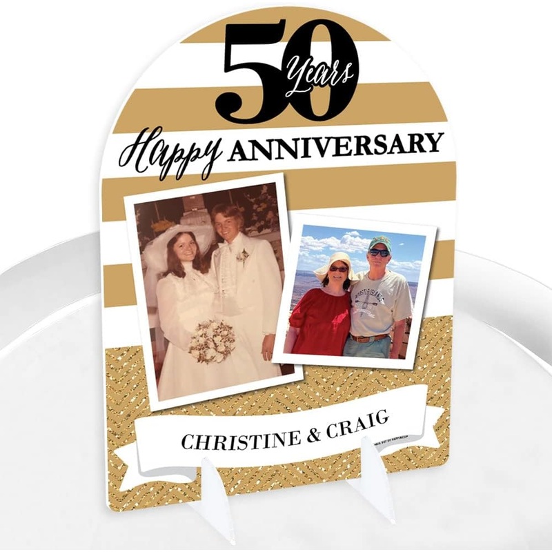 We Still Do - 50th Wedding Anniversary - Custom Anniversary Party Picture Display Stand - Photo Tabletop Sign - Upload 2 Photos - 1 Piece
