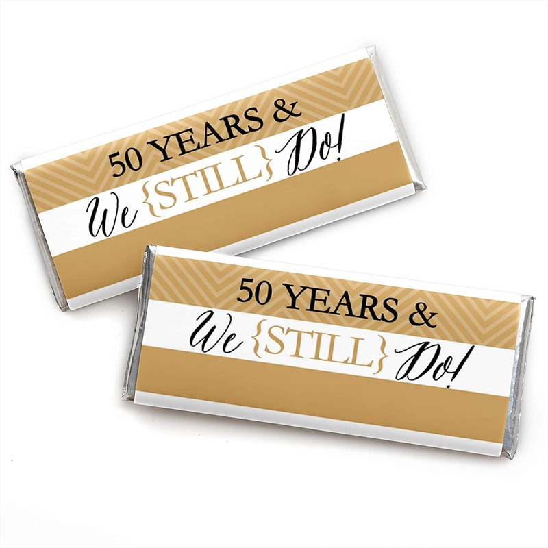 We Still Do - 50th Wedding Anniversary Party - Candy Bar Wrappers Party Favors - Set of 24