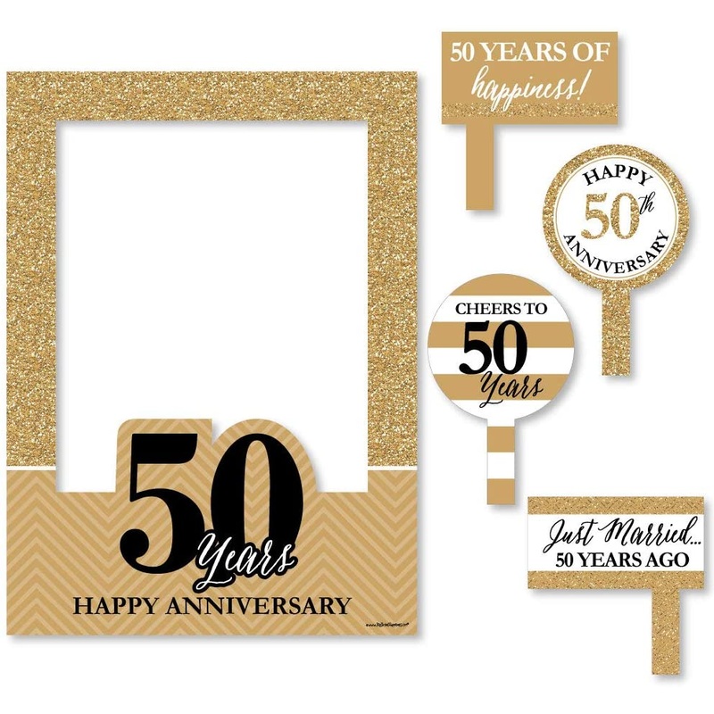 We Still Do - 50th Wedding Anniversary Selfie Photo Booth Picture Frame & Props