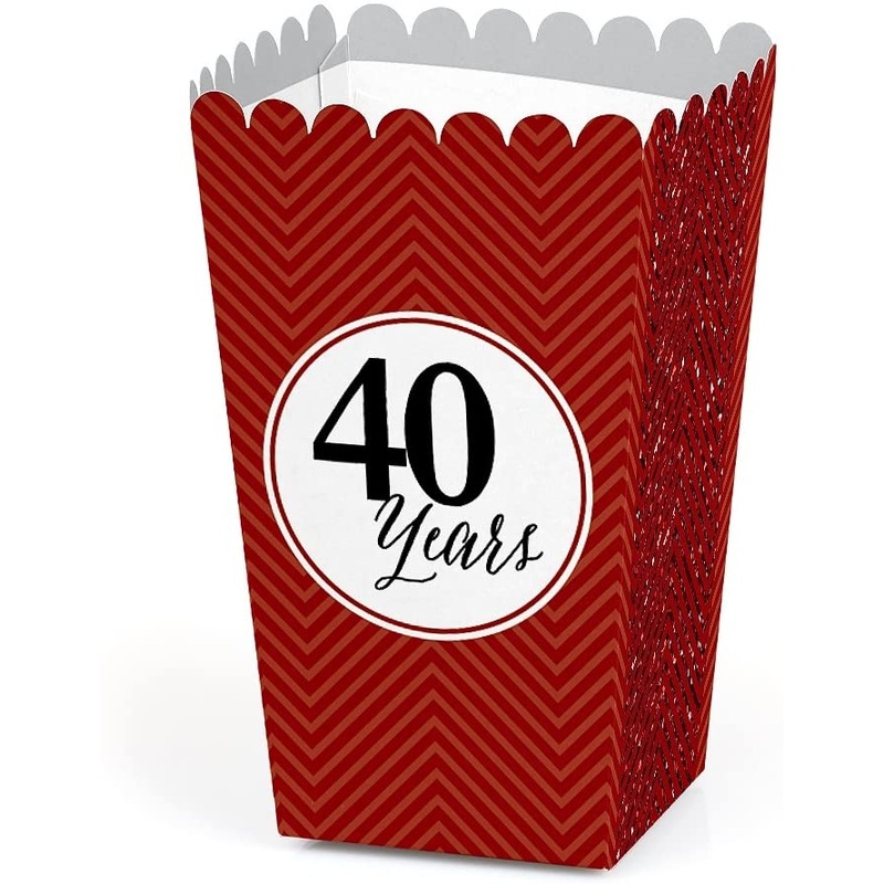 We Still Do - Ruby - 40th Wedding Anniversary Party Favors Popcorn Treat Boxes - Set of 12