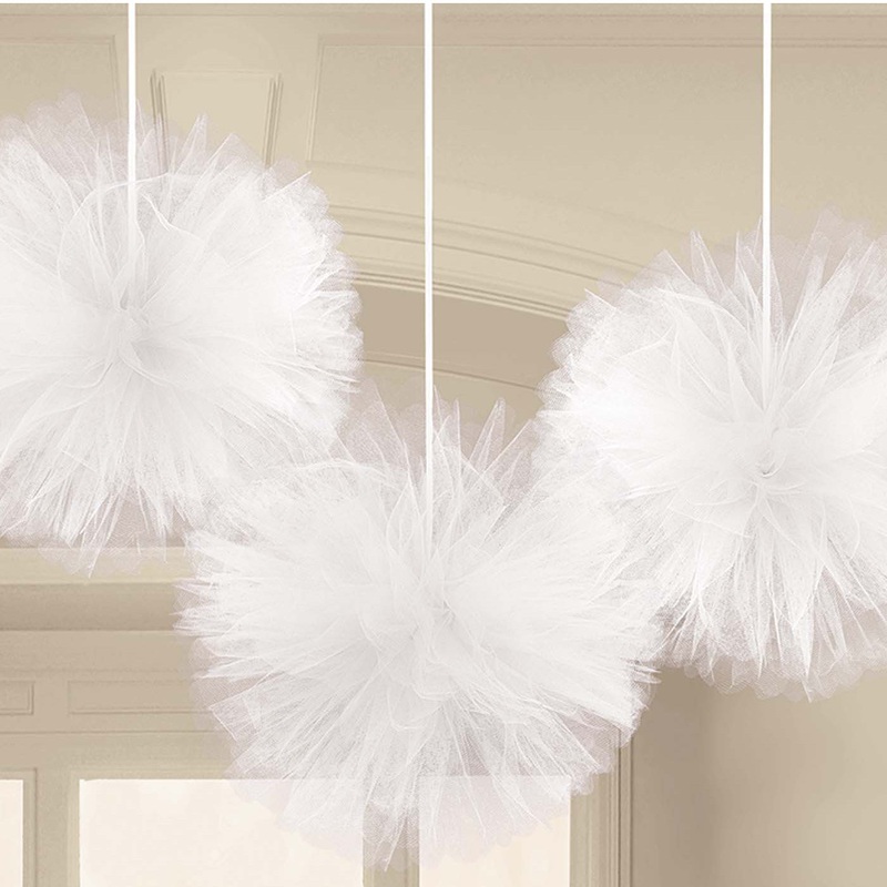 White Fluffy Tulle Wedding Decoration