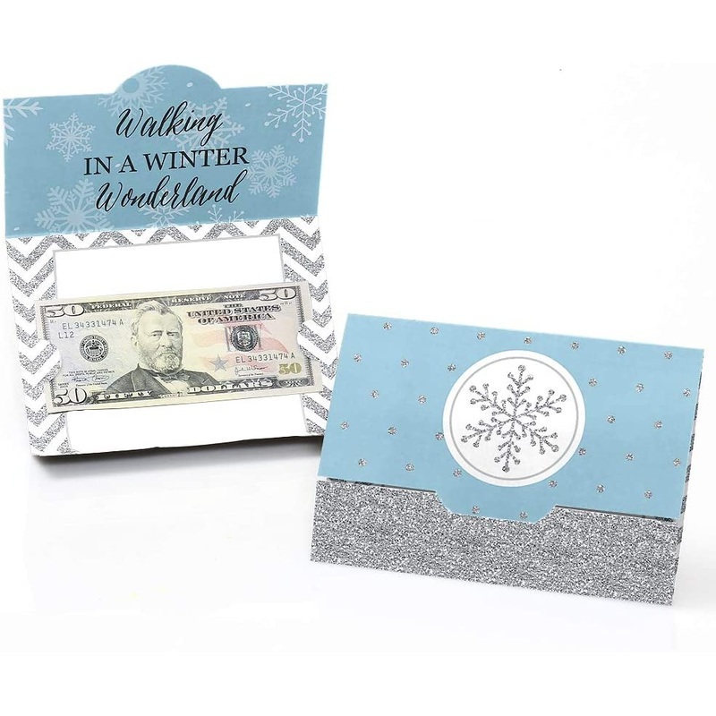 Winter Wonderland - Snowflake Holiday Party and Winter Wedding Money and Gift Card Holders - Set of 8