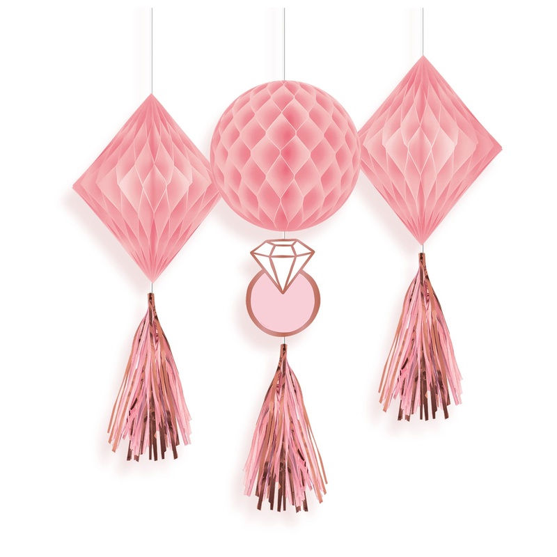 Blush Wedding 3 pack of Honeycomb Decorations