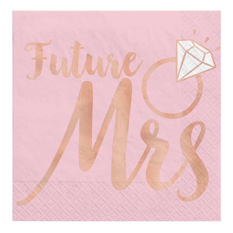 Blush Wedding Beverage Napkins Future Mrs.Package of 16