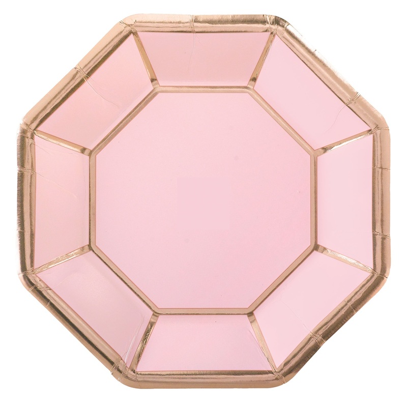 Blush Wedding Metallic 10" Octagonal Plates Package of 8