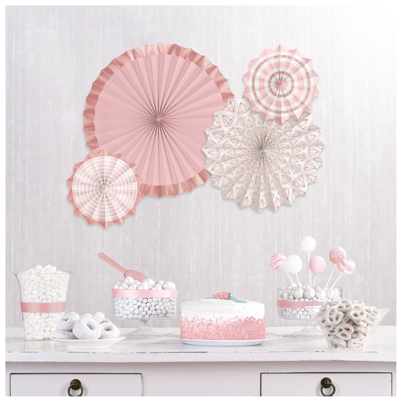 Blush Wedding Paper 4 pack of Fans