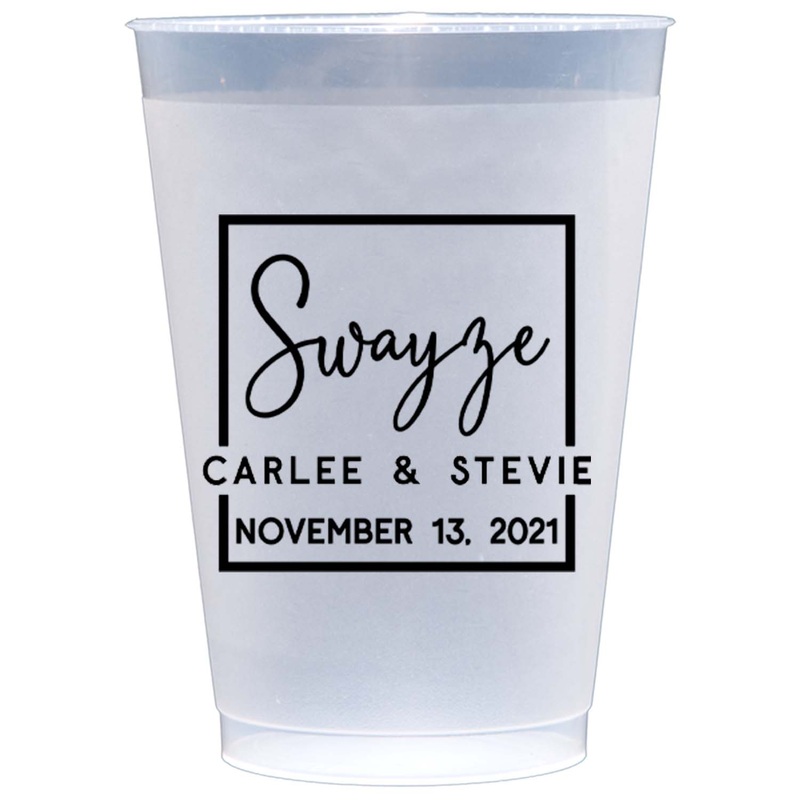 Contemporary Last Name Custom Frosted Wedding Cups