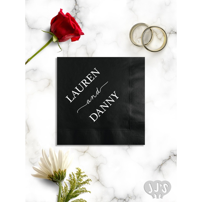 Couple's Script and Swirled Custom Wedding Napkins
