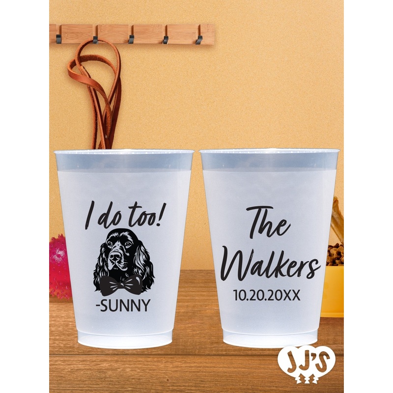Custom Dog Frosted Wedding Cups: Cheers! Pet Dog Wedding Frosted Cups