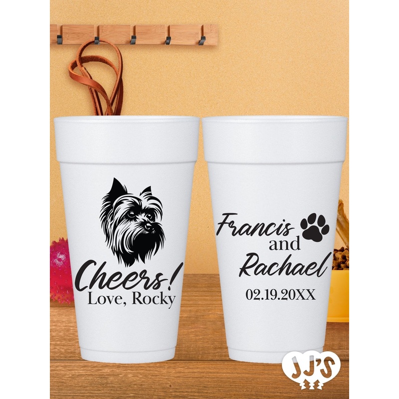 Custom Pet Dog Styrofoam Wedding Cups: Cheers! Pet Dog Foam Cups