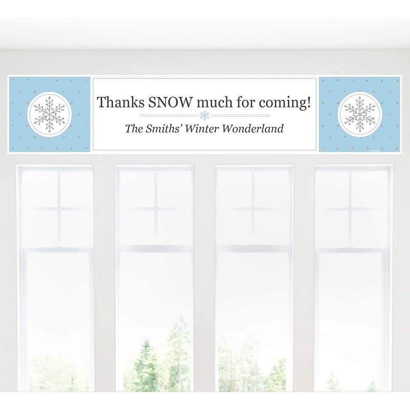 Custom Winter Wonderland - Personalized Snowflake Holiday Party and Winter Wedding Decorations Banner