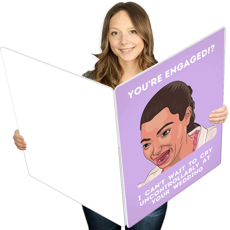 Funny Wedding Engagement Congratulations Card For Bride From Friend Bridesmaid | Kim Kardashian Crying Giant Card - 16.5 x 22 inches