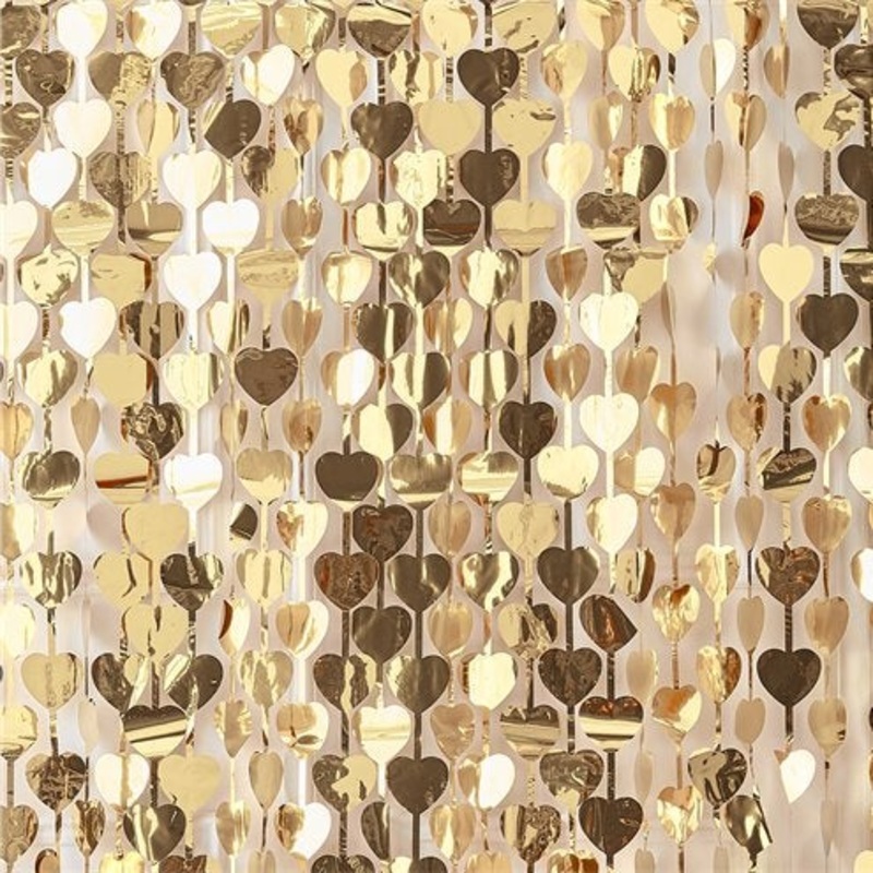 Gold Wedding Heart Foil Curtain Backdrop