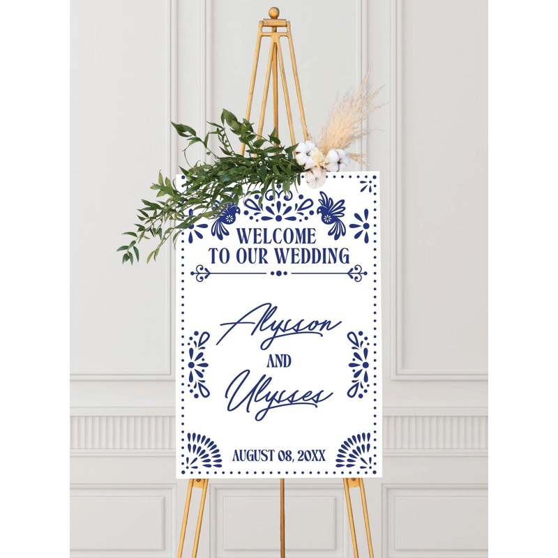 Mexican Love Birds Talavera Wedding Welcome Sign