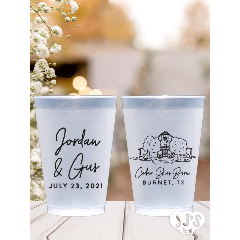Rustic Wedding Venue Custom Frosted Wedding Cups