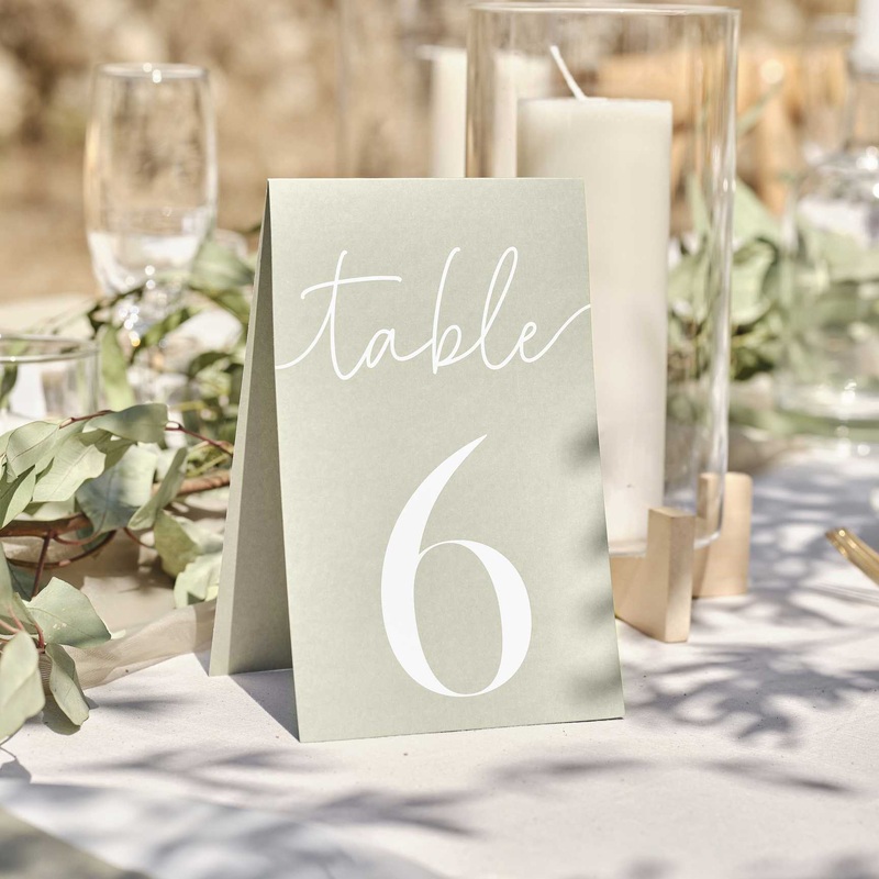 Sage Green Card 1-12 Wedding Table Numbers