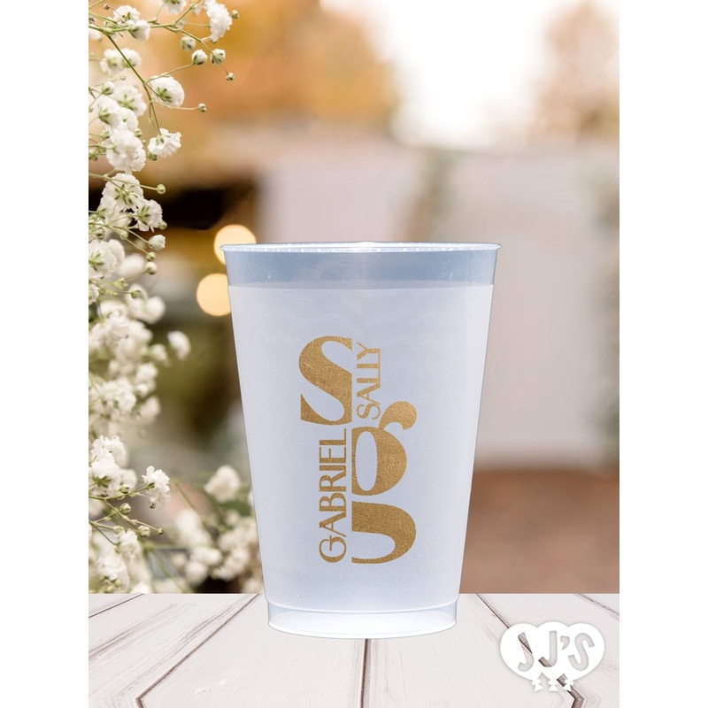 Stacked Wedding Monogram Personlized Plastic Flex Cups