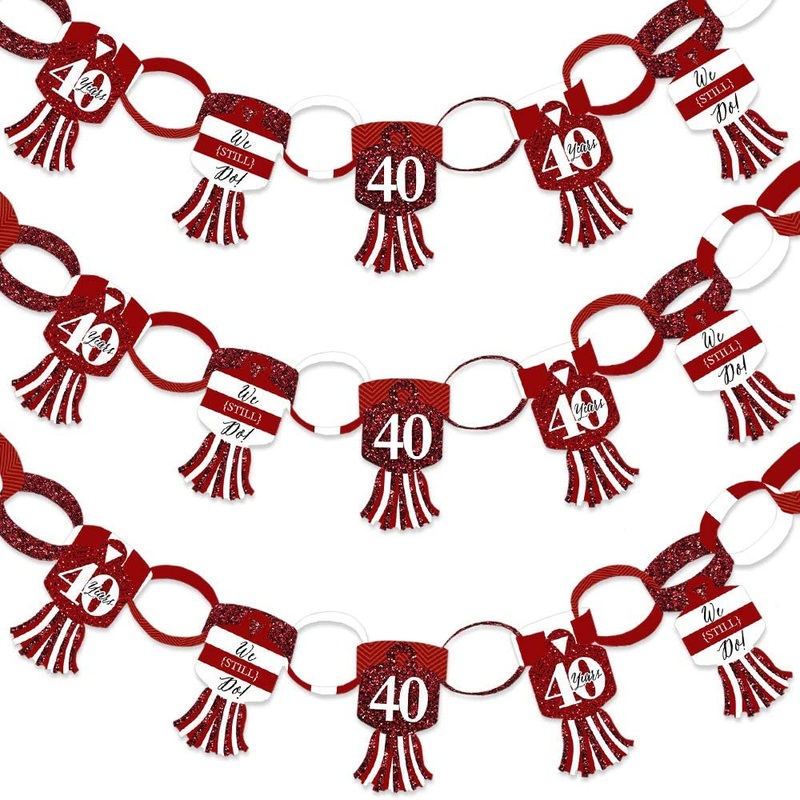 We Still Do - 40th Wedding Anniversary - 90 Chain Links and 30 Paper Tassels Decoration Kit - Anniversary Party Paper Chains Garland - 21 feet