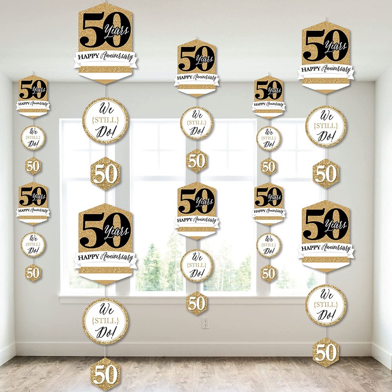 We Still Do - 50th Wedding Anniversary - Anniversary Party DIY Dangler Backdrop - Hanging Vertical Decorations - 30 Pieces