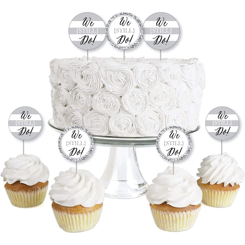 We Still Do - Wedding Anniversary - Dessert Cupcake Toppers - Anniversary Party Clear Treat Picks - Set of 24